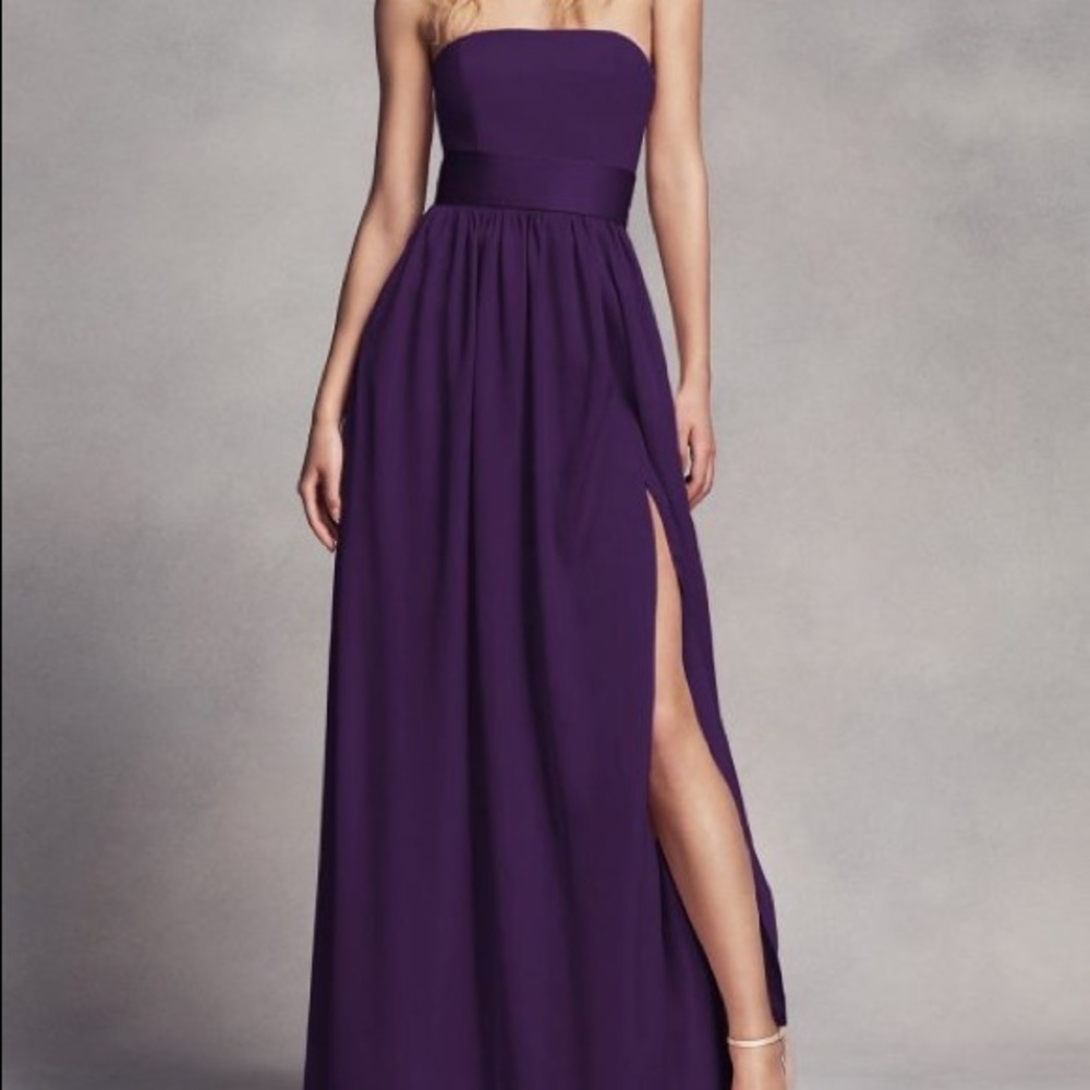 Vera Wang Plum Purple Strapless Bridesmaid Dress Size 16
